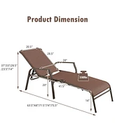 2 Pieces Patio Folding Chaise Lounge Chair Set with Adjustable Back