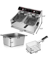 3400W Dual Tank Electric Countertop Deep Fryer