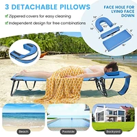 Inolait Beach Chaise Lounge Chair with Face Hole and Removable Pillow