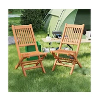 Teak Wood Patio Folding Dining Chair with Slatted Seat