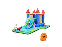 Inflatable Bounce House Castle Water Slide with Climbing Wall and 580W Blower