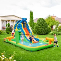 Inolait Inflatable Water Slide with Splash Pool and Climbing Wall for Outdoor Indoor without Blower