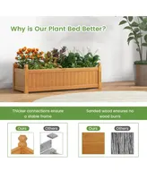 Wooden Rectangular Garden Bed with Drainage System-Natural