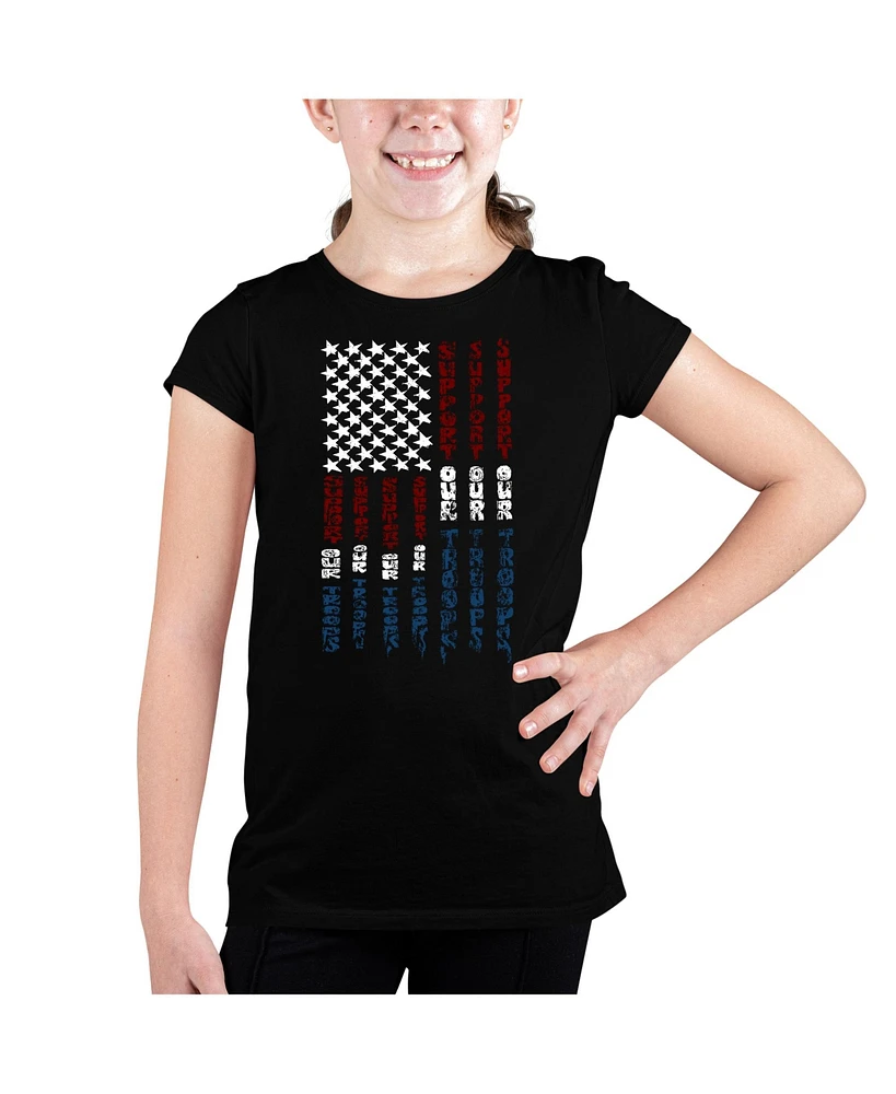 Girl's Word Art T-shirt - Support our Troops