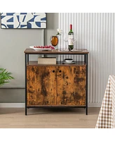 2-Door Buffet Cabinet with Shelves and Cable Management Holes