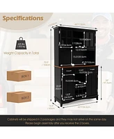 Sugift Kitchen Storage Cabinet Cupboard with Wine Rack and Drawers