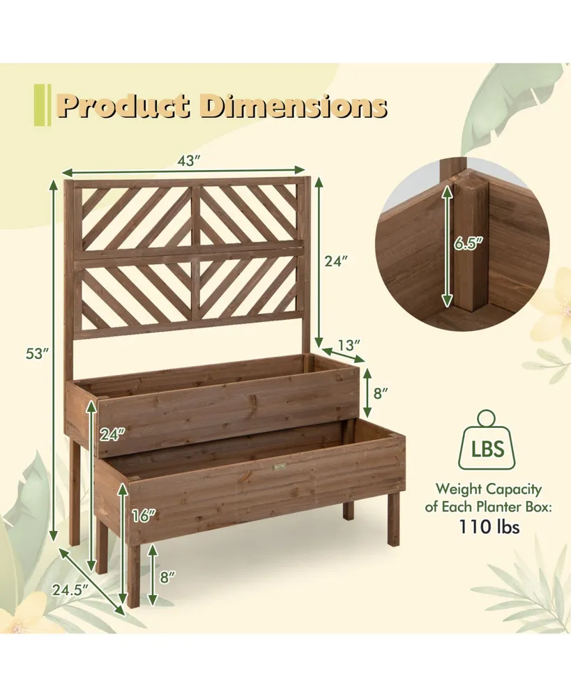 2-Tier Raised Garden Bed with Trellis