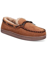 Club Room Men's Faux-Suede Moccasin Slippers with Faux-Fur Lining, Created for Macy's