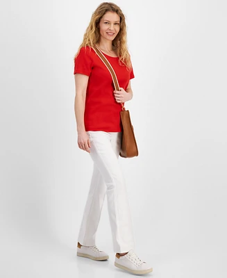 Style & Co Women's Plus Cotton Short-Sleeve Scoop-Neck Top, Created for Macy's