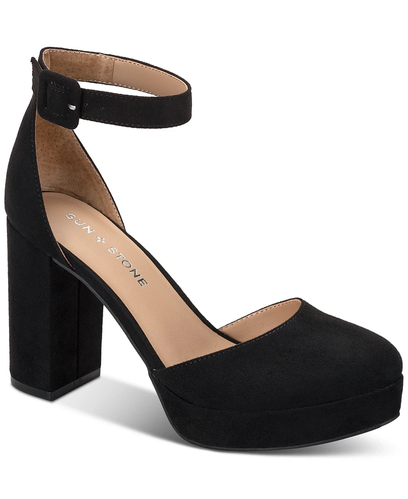 Sun + Stone Women's Birdey Ankle-Strap Block-Heel Platform Sandals, Created for Macy's