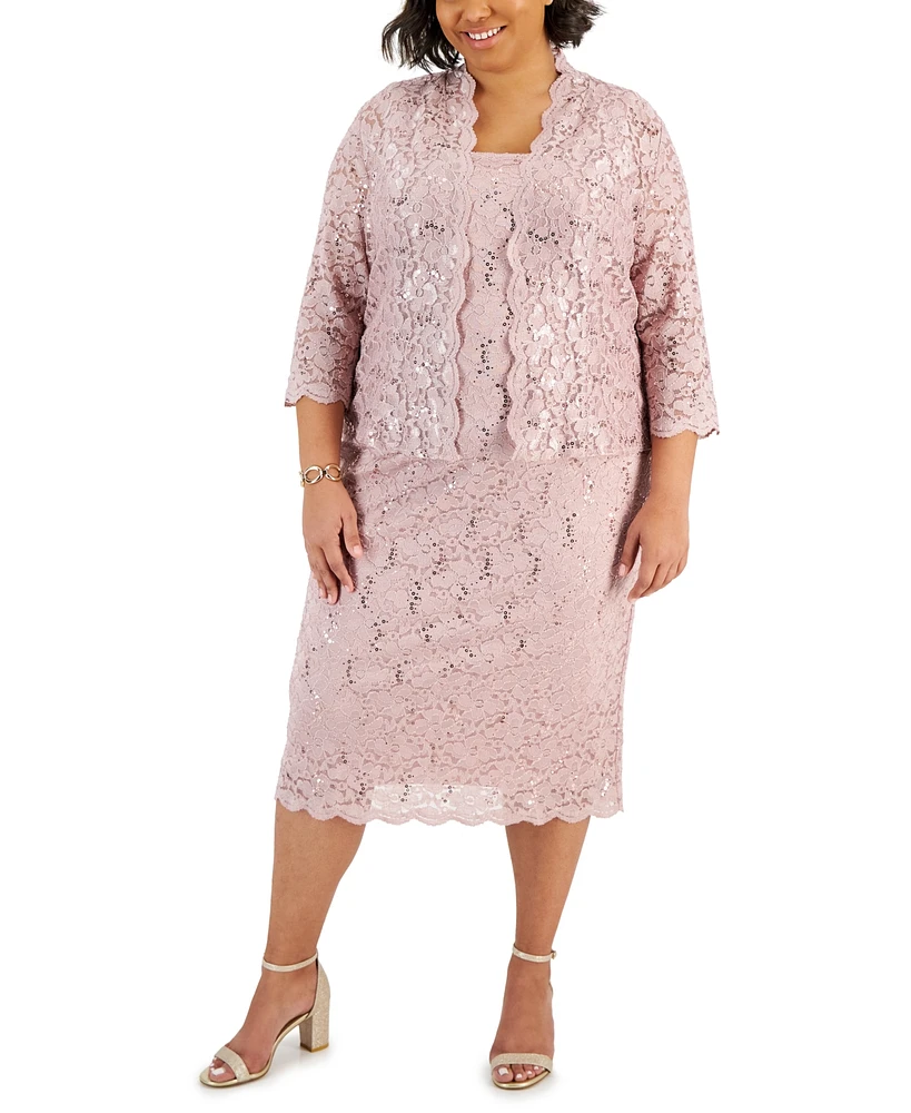 Sl Fashions Plus 2-Pc. Lace Jacket & Sheath Dress Set