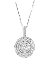 Effy Diamond Circle Cluster 18" Pendant Necklace (1-1/4 ct. t.w.) in 14k White Gold