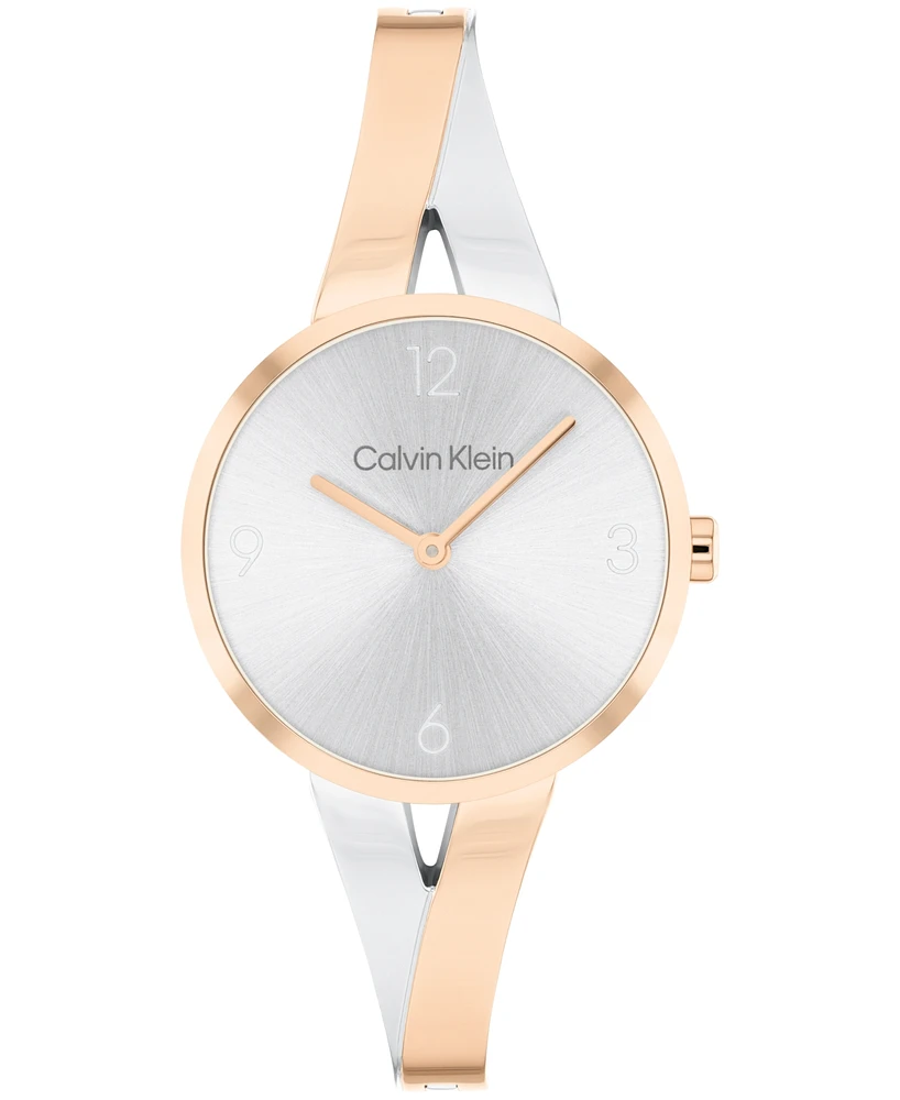 Calvin Klein Women's Joyful Two-Tone Stainless Steel Bangle Bracelet Watch 30mm - Two