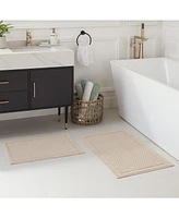 Host & Home Cotton Bath Rug, Stylish Textured Woven Design, Slip Resistant Backing, 5 Color Options, 2-Piece Set - 17x24 20x32