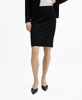 Mango Women's Rome-Knit Opening Detail Pencil Skirt