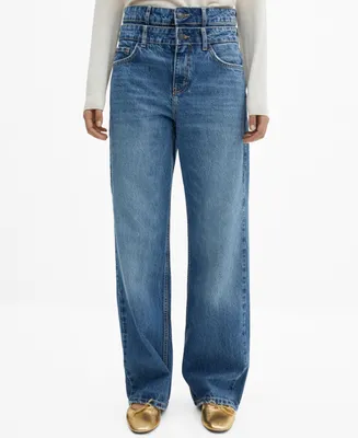 Mango Women's Double-Waist Straight Jeans