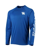 Men's Columbia Royal Kentucky Wildcats Terminal Tackle Omni-Shade Raglan Long Sleeve T-shirt