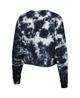 Women's New Era Black Brooklyn Nets Tie Dye Cropped Long Sleeve T-shirt