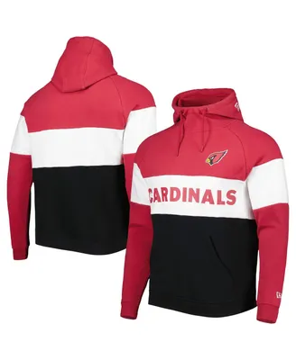 Men's New Era Black, Cardinal Arizona Cardinals Colorblock Current Pullover Hoodie