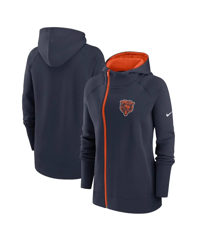 Women's Nike Navy Chicago Bears Asymmetrical Raglan Full-Zip Hoodie