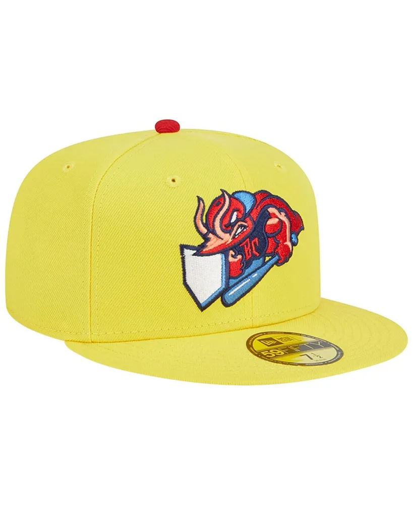 Men's New Era Yellow Jacksonville Jumbo Shrimp Theme Nights Captain Crustacean 59FIFTY Fitted Hat