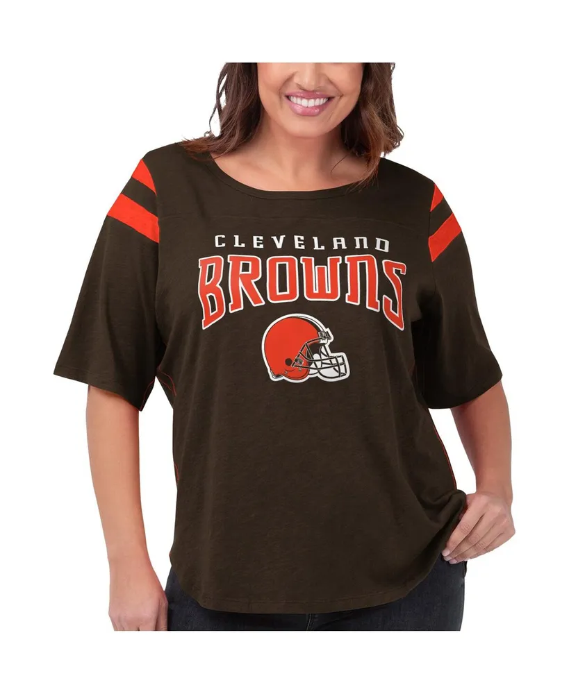 Women's G-iii 4Her by Carl Banks Brown Cleveland Browns Plus Size Linebacker T-shirt