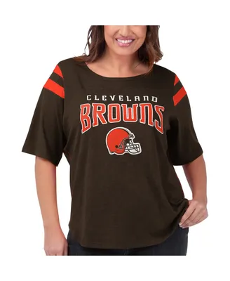 Women's G-iii 4Her by Carl Banks Brown Cleveland Browns Plus Linebacker T-shirt