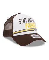 Men's New Era White, Brown San Diego Padres Stacked A-Frame Trucker 9FORTY Adjustable Hat