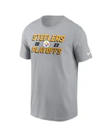 Men's Nike Gray Pittsburgh Steelers 2023 Nfl Playoffs Iconic T-shirt