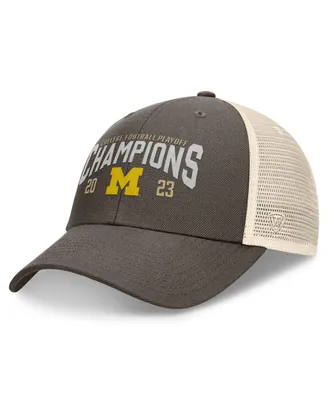 Men's Top of the World Heather Gray Michigan Wolverines College Football Playoff 2023 National Champions Unstructured Trucker Adjustable Hat