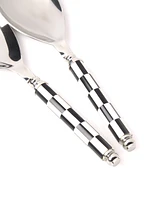 Godinger Signature Collection Stainless Steel Salad Servers with Black Resin Checkered Border