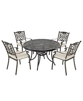 Mondawe 5-Piece Aluminum Outdoor Patio Dining Set with Cushion, Beige