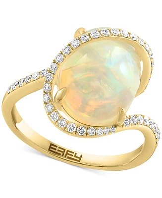 Effy Ethiopian Opal (3-5/8 ct. t.w.) & Diamond (1/4 ct. t.w.) Swirl Halo Ring in 14k Gold