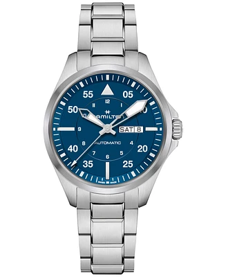Hamilton Men's Swiss Automatic Khaki Aviation Day Date Stainless Steel Bracelet Watch 42mm