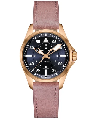 Hamilton Women's Swiss Automatic Khaki Aviation Leather Strap Watch 36mm