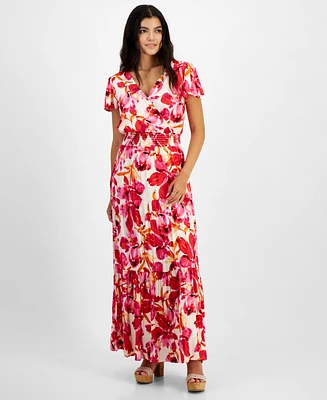 Tinsel Juniors' Floral-Print Tiered Maxi Dress