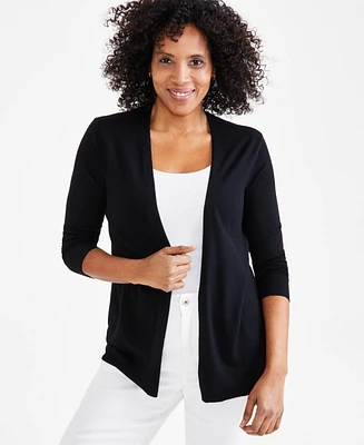 Style & Co Petite Open-Stitch Long-Sleeve Cardigan, Created for Macy's