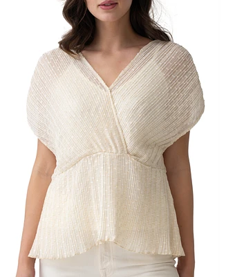 Adrienne Landau Women's Peplum Tie-Back Woven Top