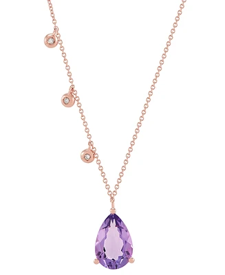Amethyst (2-1/2 ct. t.w.) & Diamond Accent Pendant Necklace in 18k Rose Gold-Plated Sterling Silver, 16" + 2" extender