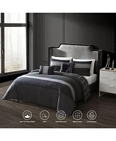 Bebejan Kyle Black Bedding 200 Thread Count 100% Cotton Sateen 5 Piece Reversible Queen Comforter Set