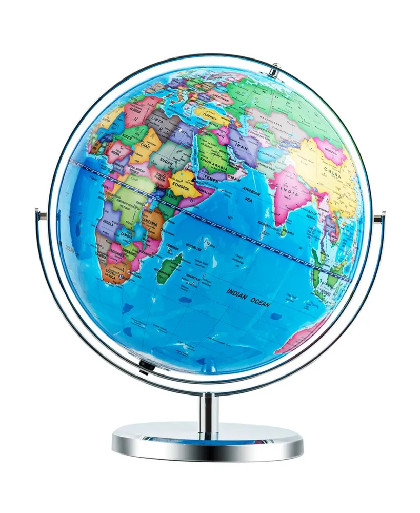 Sugift 13"Illuminated World Globe 720° Rotating Map with Led Light