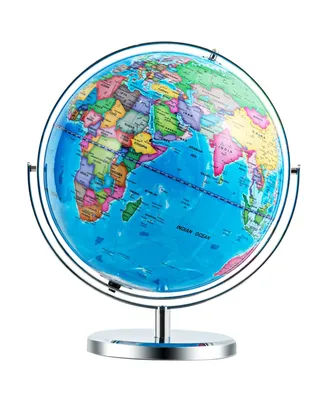 Sugift 13"Illuminated World Globe 720° Rotating Map with Led Light