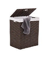 Seville Classics Foldable Rectangular Laundry Hamper with Lid & Canvas Liner