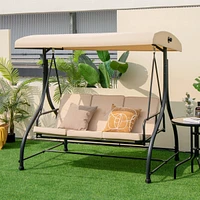 Sugift 3 Seat Outdoor Porch Swing with Adjustable Canopy