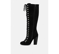 Street-slay Womens Antique Eyelets lace up Knee Boots