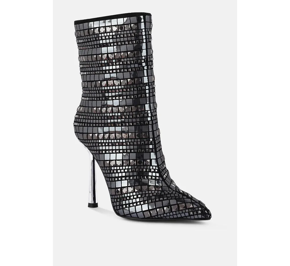 Womens extravagance mirror embellished stiletto boots