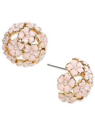 Charter Club Gold-Tone Imitation Pearl & Color Flower Cluster Stud Earrings, Created for Macy's