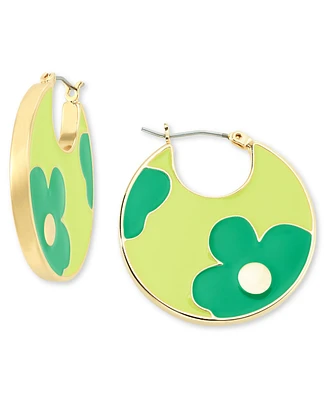 On 34th Gold-Tone Floral Enamel Round Drop Earrings, Created for Macy's