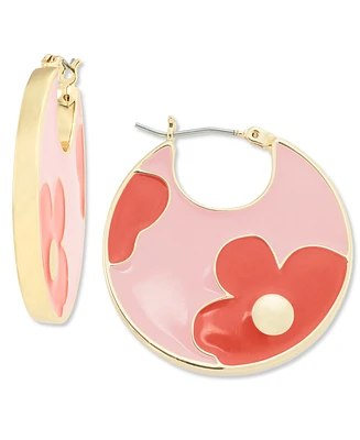 On 34th Gold-Tone Floral Enamel Round Drop Earrings, Created for Macy's