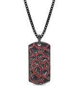LuvMyJewelry Sterling Silver Garnets Fiery Ascent Design Rhodium Plated Tag Chain